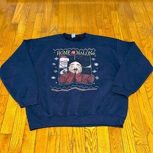 Gildan Sweatshirt Adult L Navy Blue Post Home Malone Christmas Crewneck